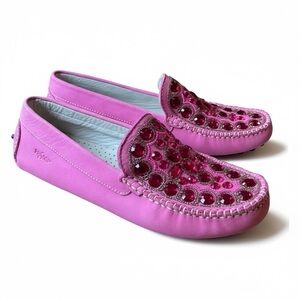 Primigi Pink Crystal Studded Driving Loafers Size 38 NWT